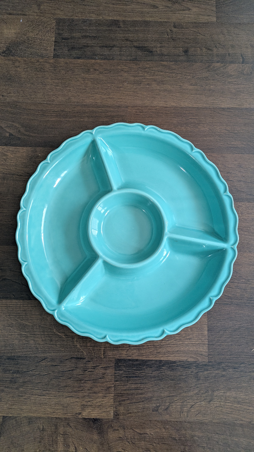 Vintage Turquoise Divided Serving Platter