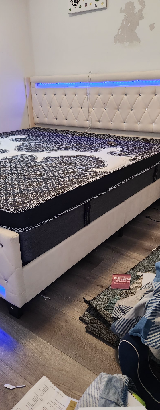 King Size Bed Frame with LED Lights and USB Ports - photo 3