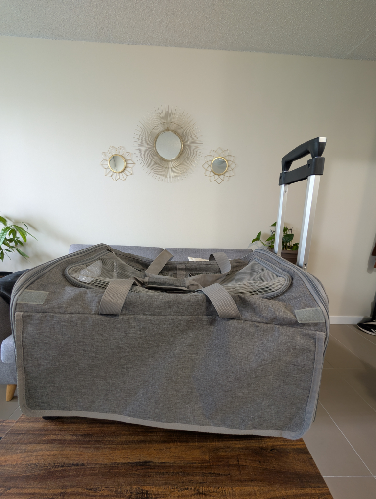 Pet Carrier Rolling Travel Bag Grey
