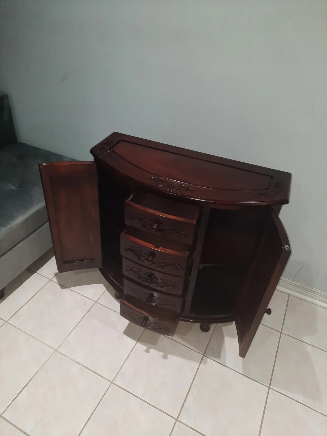 Half-Round Wooden Console Table with Drawers image indicator(2)