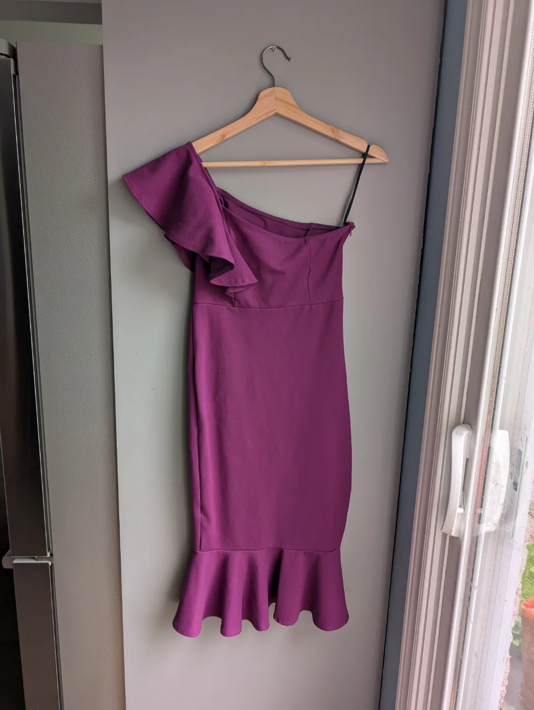 SHEIN XS Purple One-Shoulder Midi Dress image indicator(4)