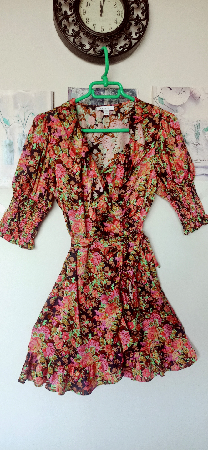 Topshop Floral Wrap Mini Dress
