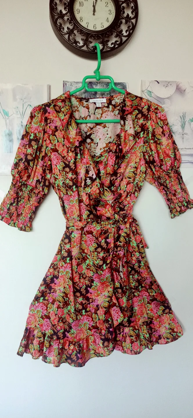 Topshop Floral Wrap Mini Dress thumbnail