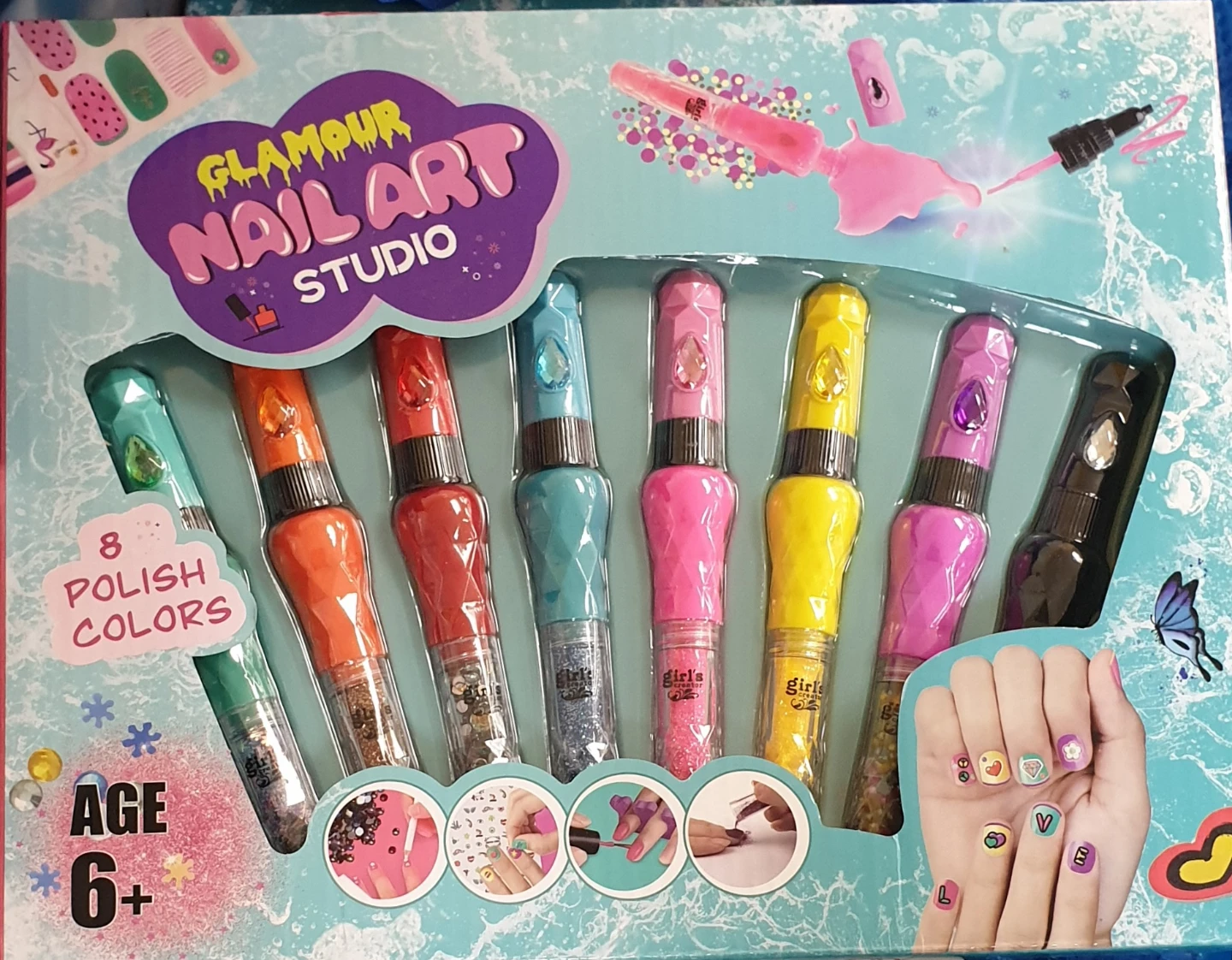 Glamour Nail Art Studio Kit - 8 Polish Colors