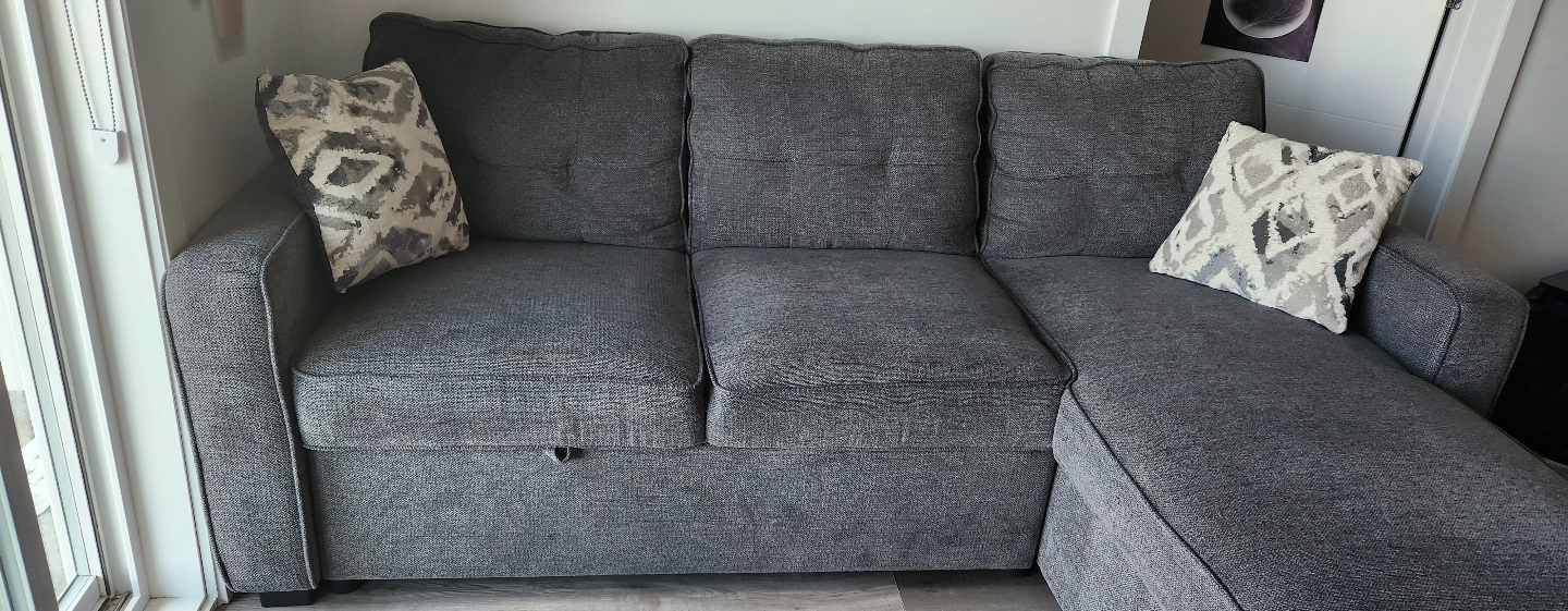 Grey Sectional Sofa with Pull-Out Sleeper - photo 3