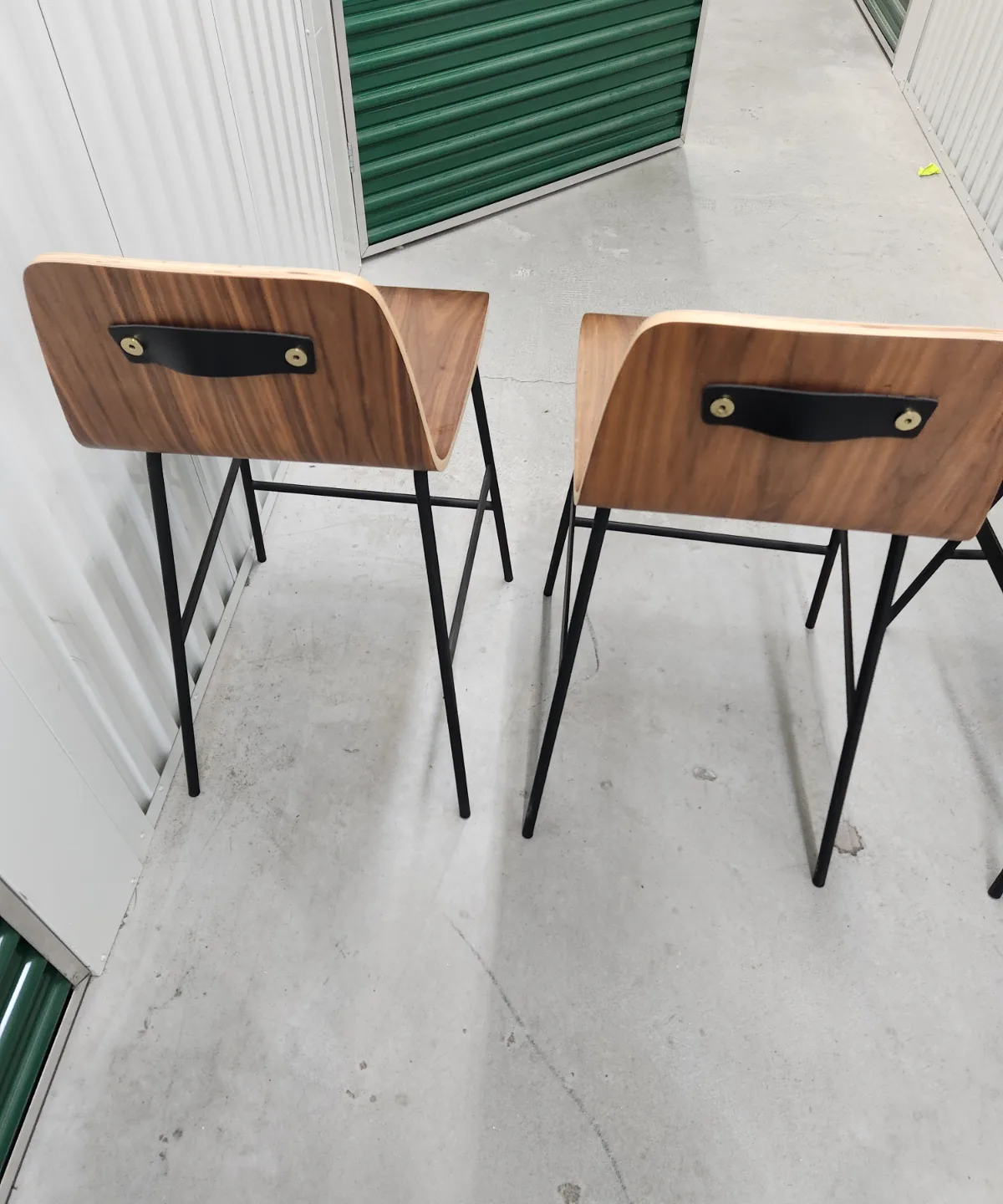 Set of Three Gus* Walnut Wood Bar Stools with Black Metal Legs image indicator(6)