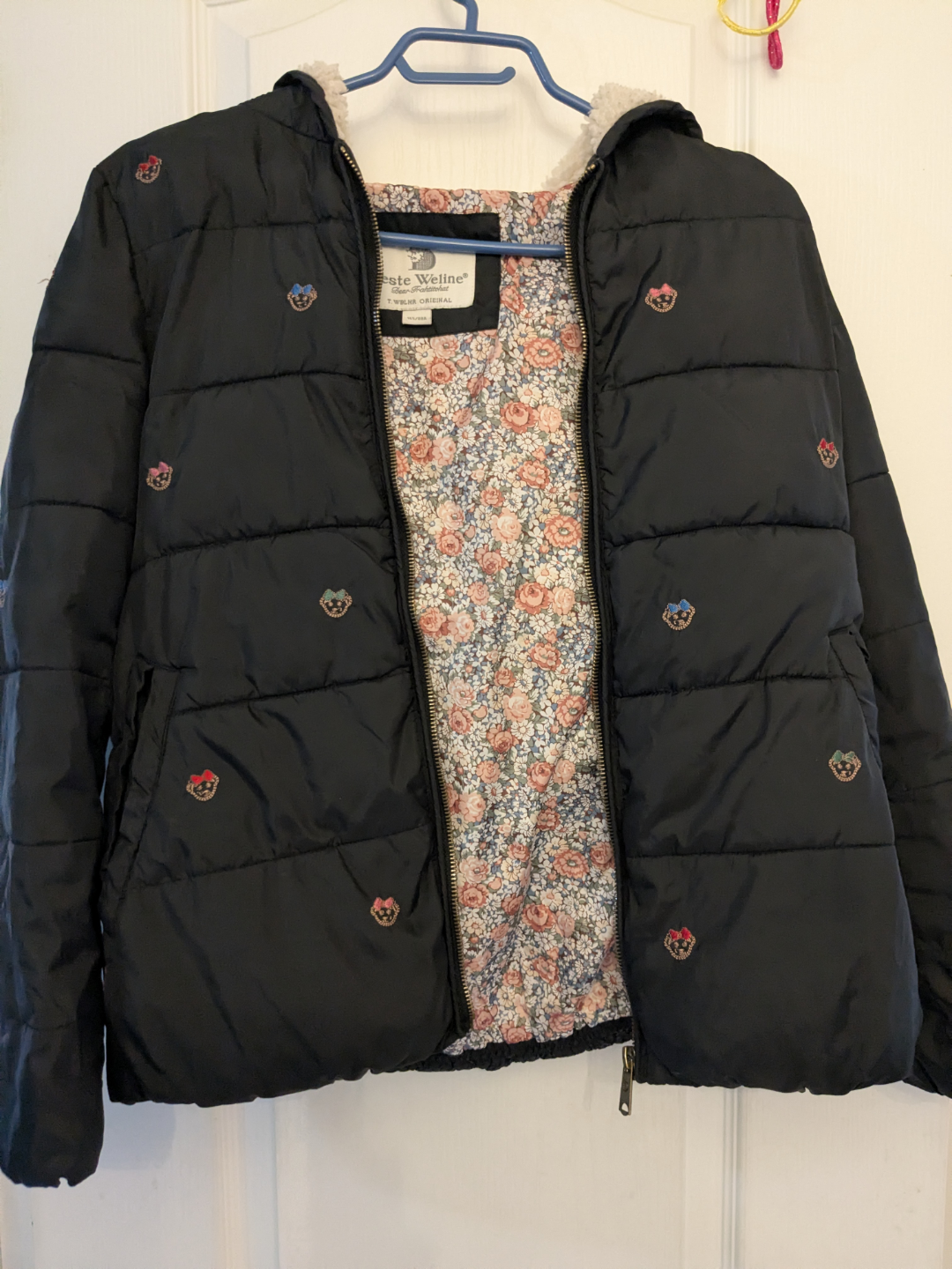 Black Winter Coat/ Jacket with bear pattern - photo 2