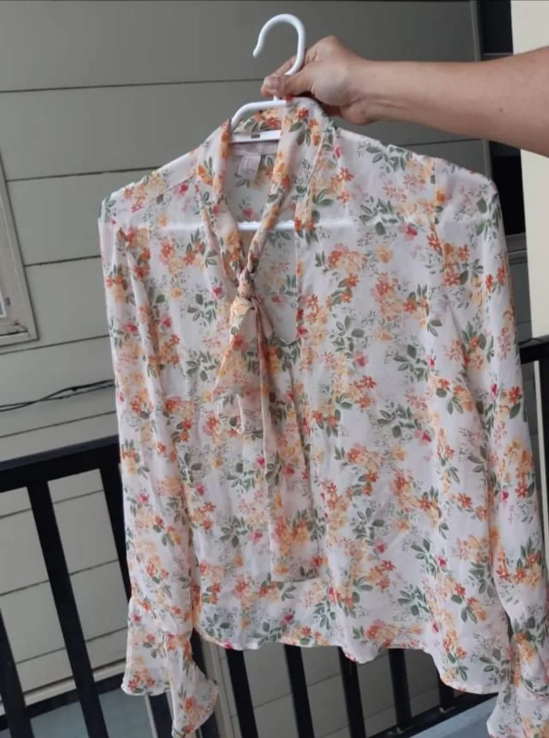 Floral Blouse with Neck Tie 🧡 thumbnail