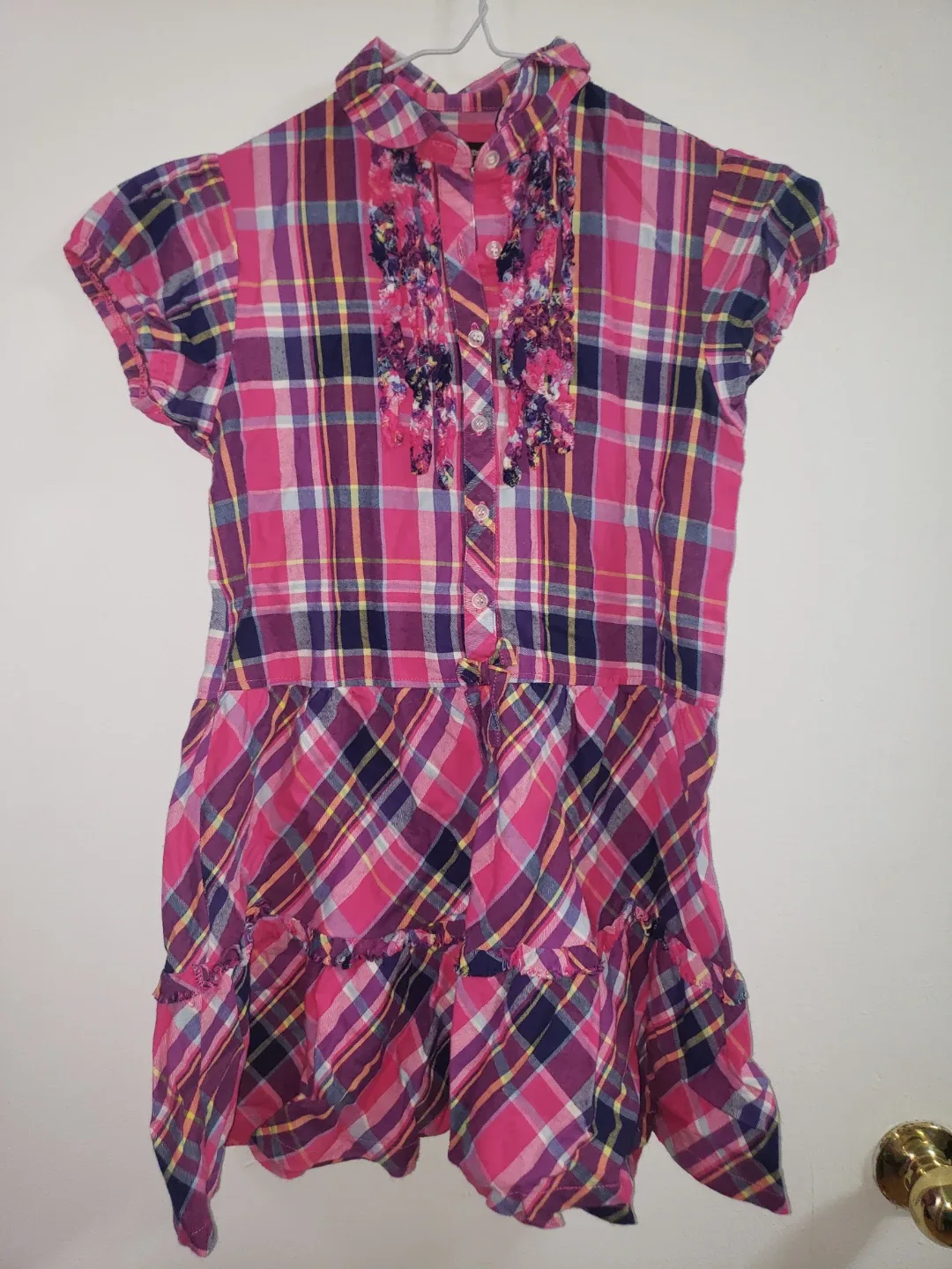 TKSAWKID Girls' Pink Plaid Dress Size 140 image indicator(2)