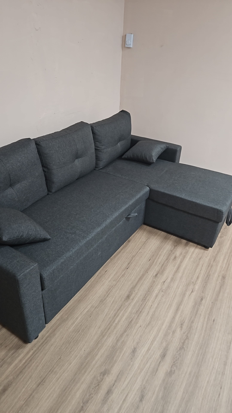 Grey L-Shaped Sectional Sofa Bed