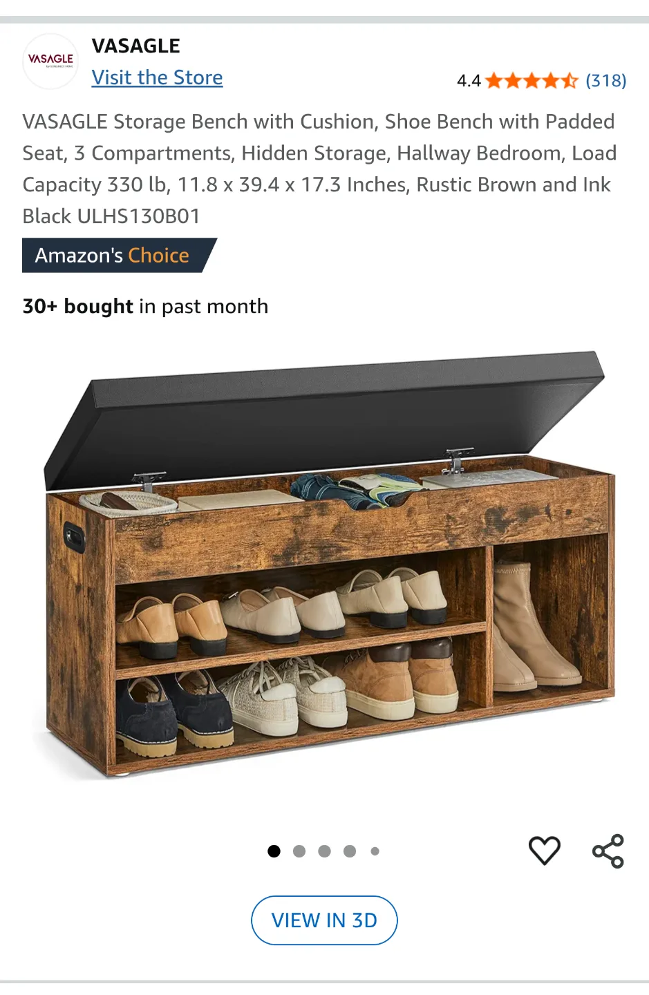 Shoe Storage Bench with Cushion thumbnail
