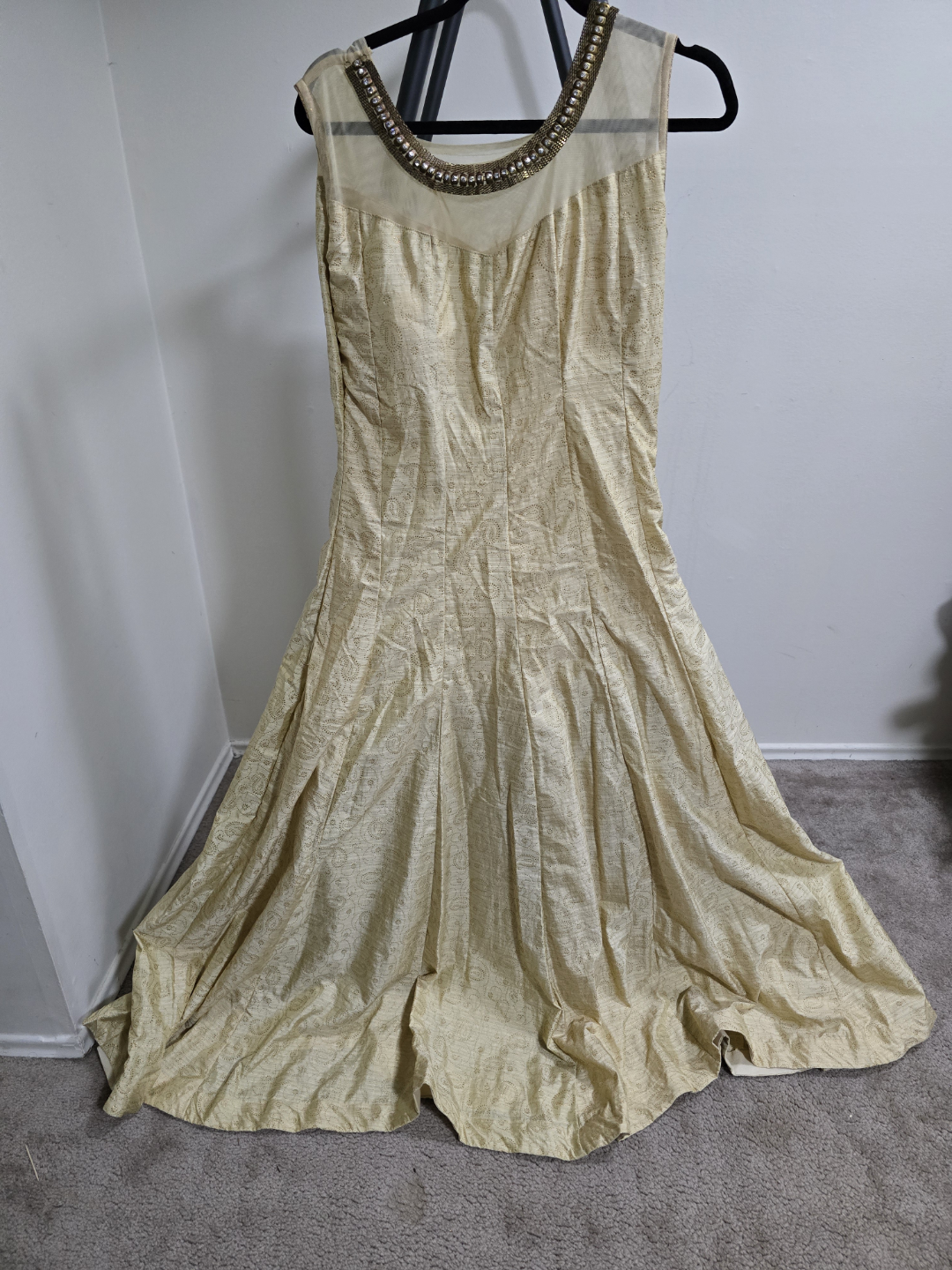 Elegant Gold Anarkali Dress