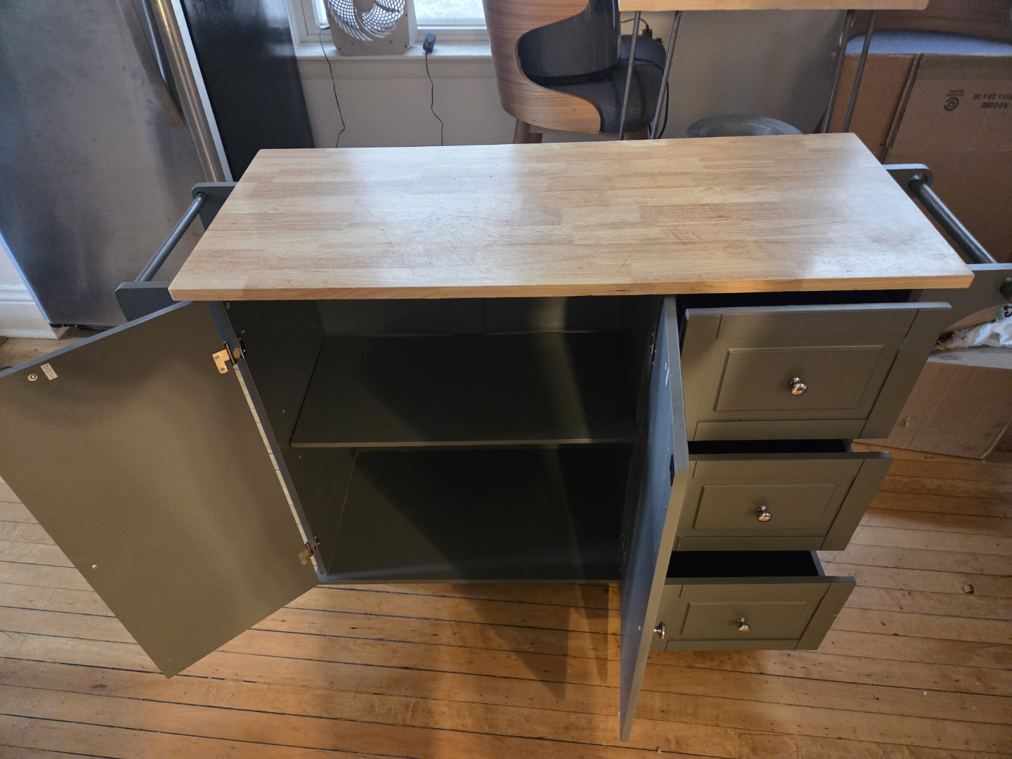 Kitchen Island Cart with Butcher Block Top - photo 2