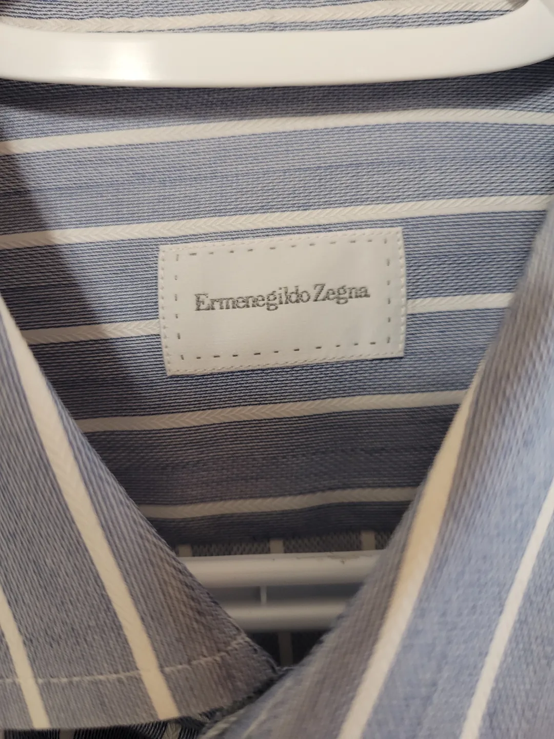 Ermenegildo Zegna Men's Regular Fit Blue Striped Dress Shirt thumbnail
