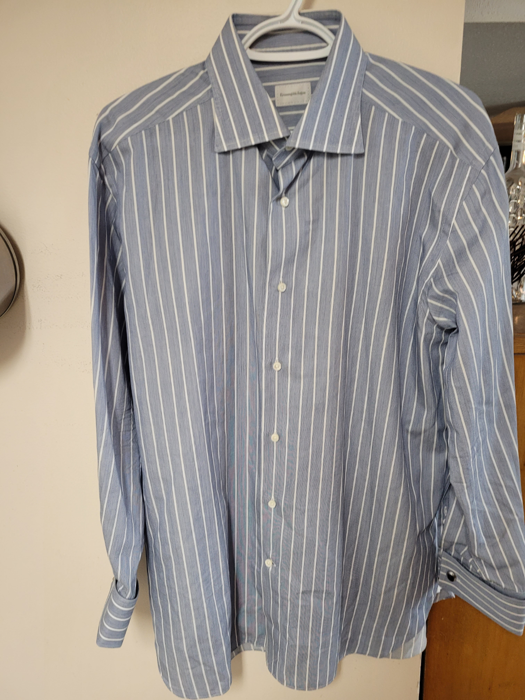 Ermenegildo Zegna Men's Regular Fit Blue Striped Dress Shirt - photo 2