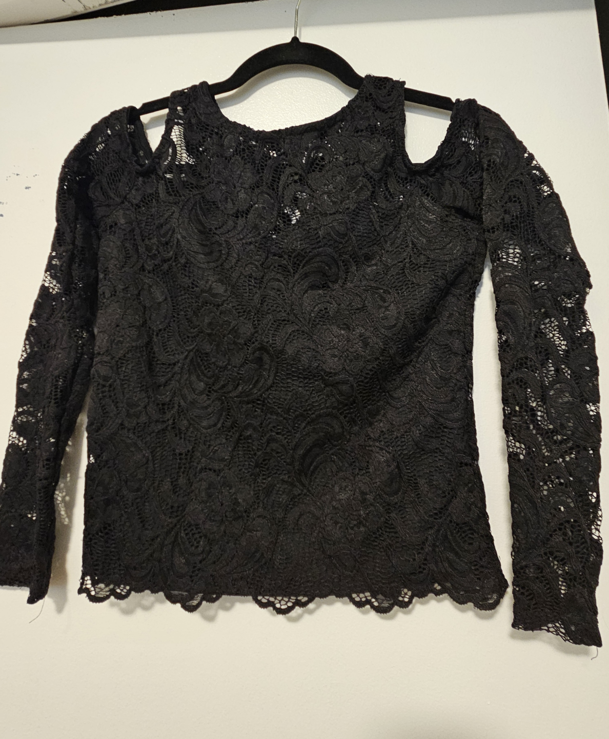 Black Lace Cold Shoulder Blouse