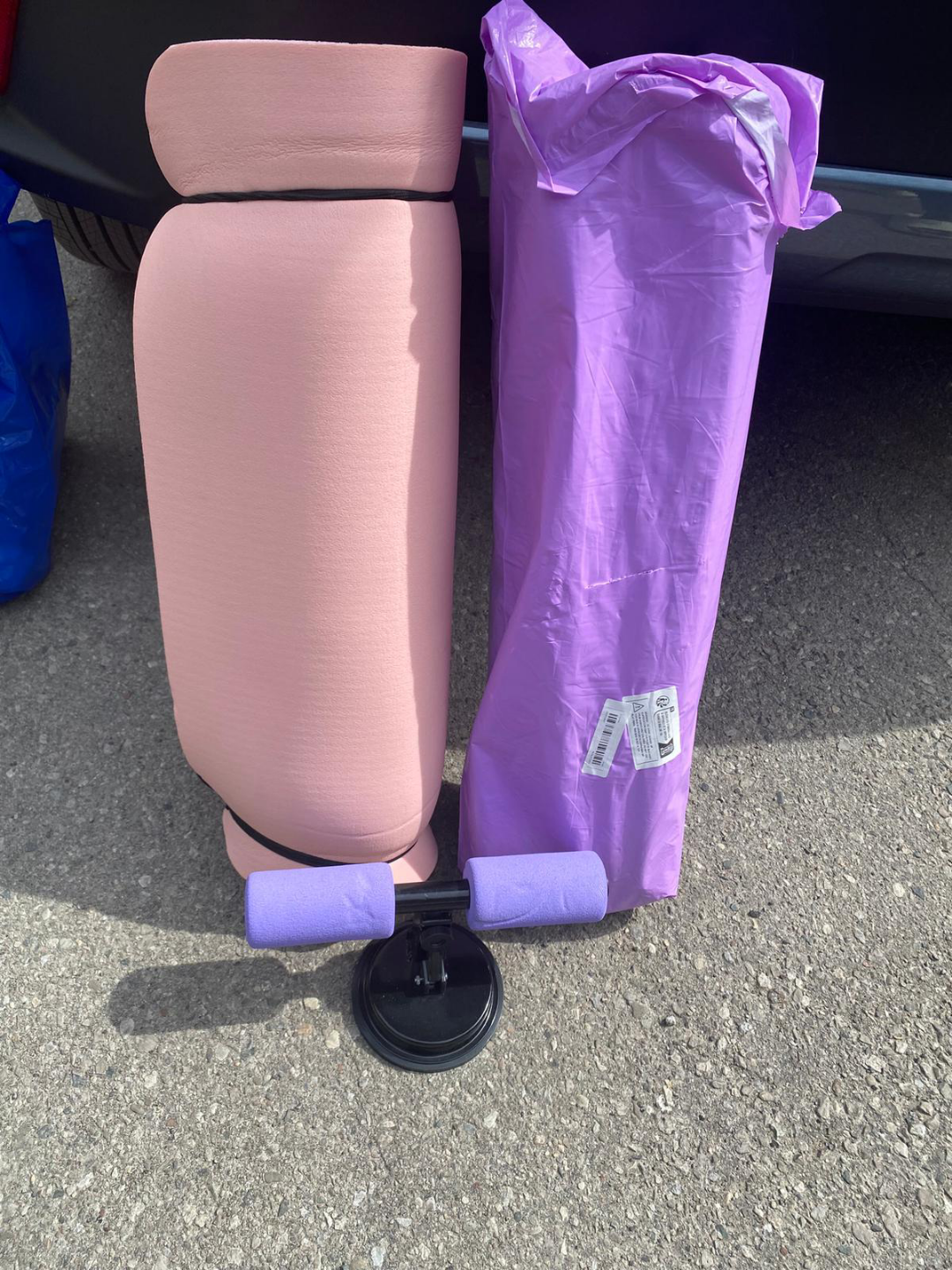 Pink Exercise Mat & Suction Cup Ab Roller