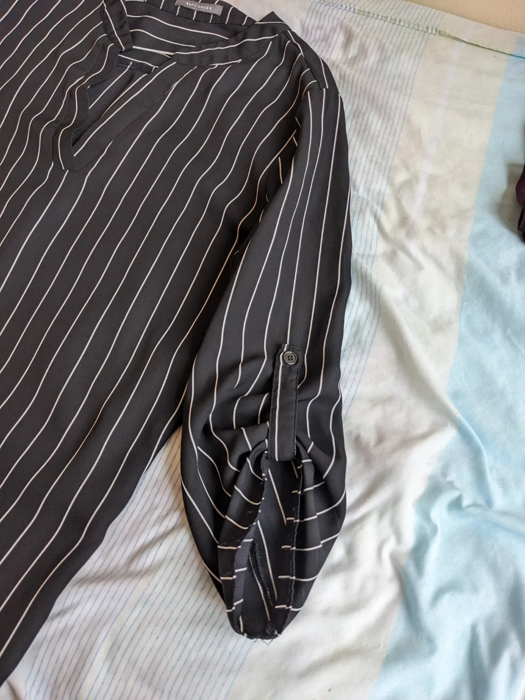 Suzy Shier Black and White Striped Blouse image indicator(4)