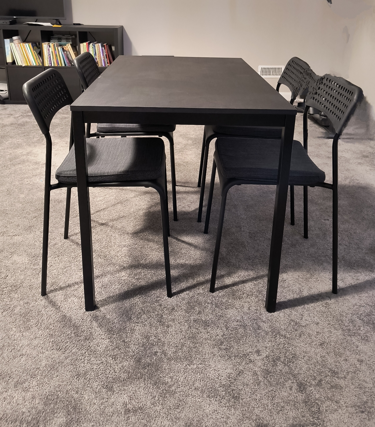 Black Dining Table Set with Four Chairs