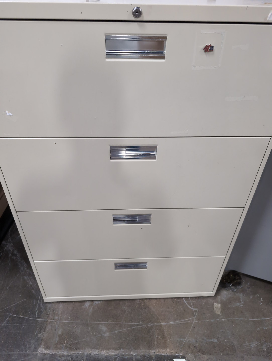 Off-White Metal Lateral File Cabinet - 4 Drawers