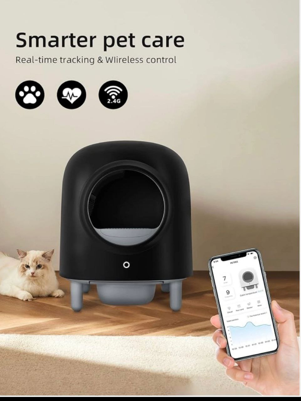 RoundT2 Petree Self-Cleaning Smart Cat  Litter Box