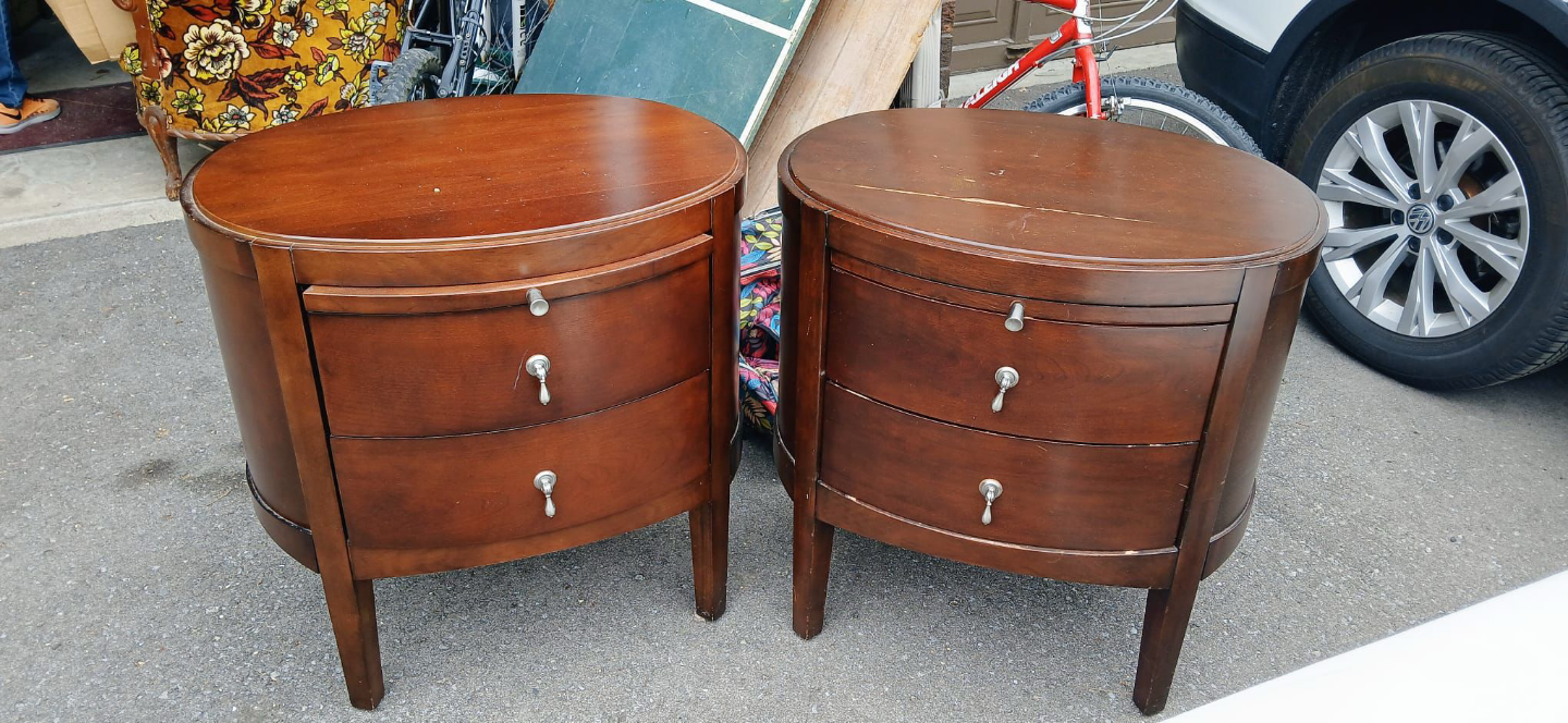 Pair of Oval Bedside Tables