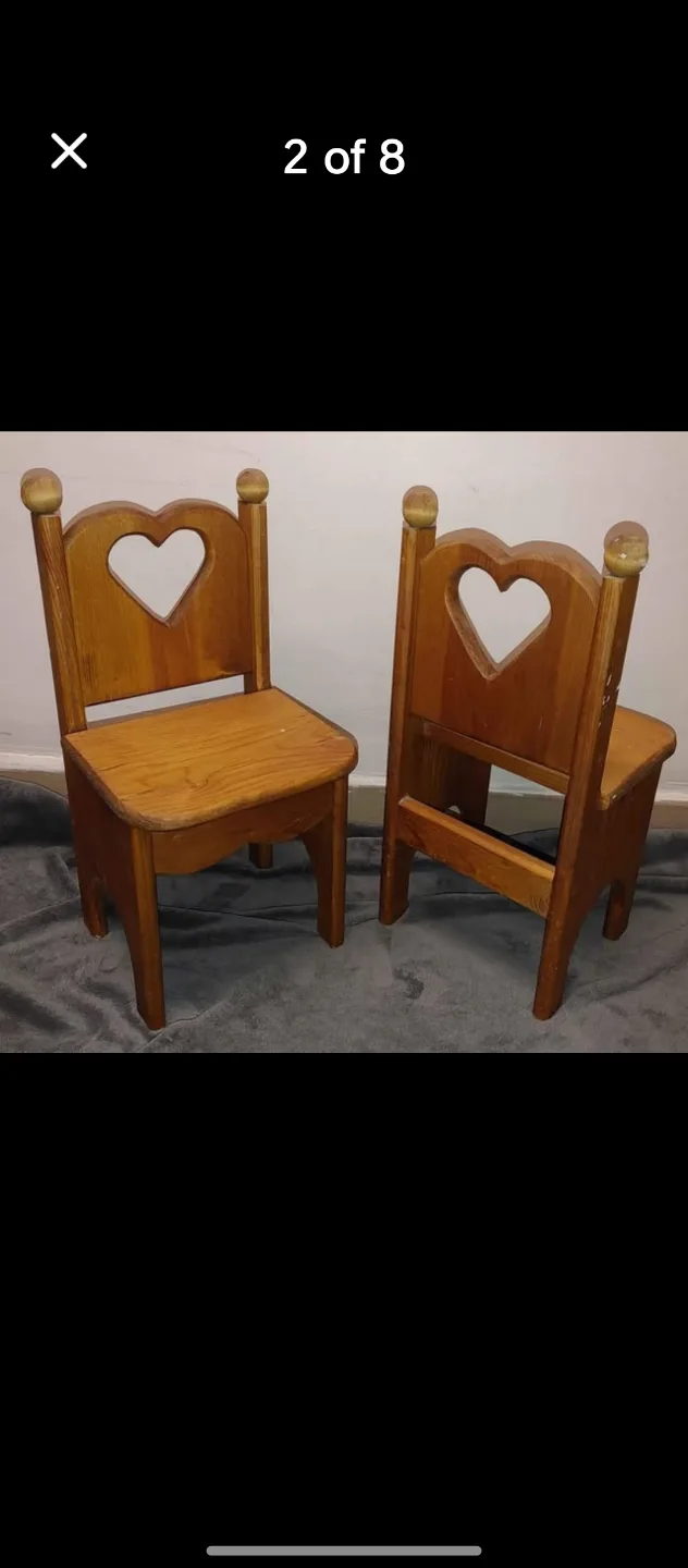 Vintage Wooden Children's DOLL Table and Chairs image indicator(2)