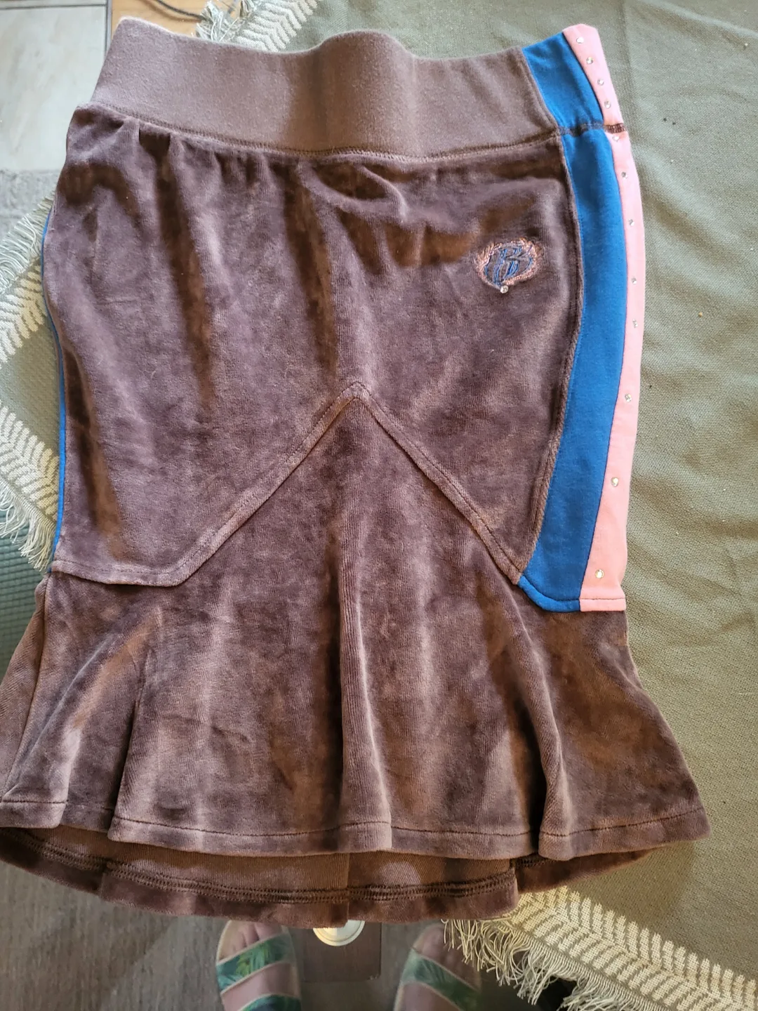 Juicy Couture Brown Velour Mini Skirt Sz M thumbnail