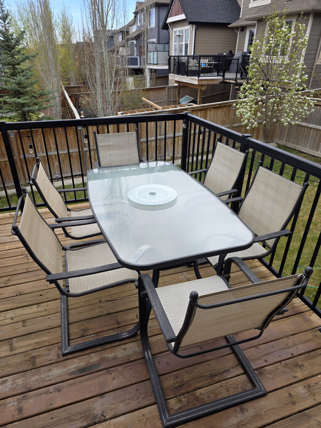 Patio dining set - 6 chairs, glass top table - photo 2