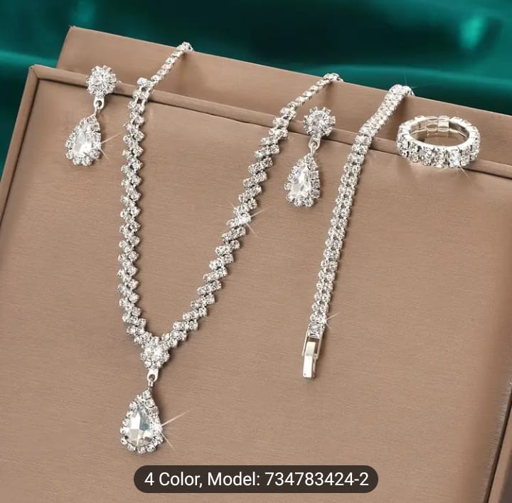 Silver Rhinestone Bridal Jewelry Set - - photo 2