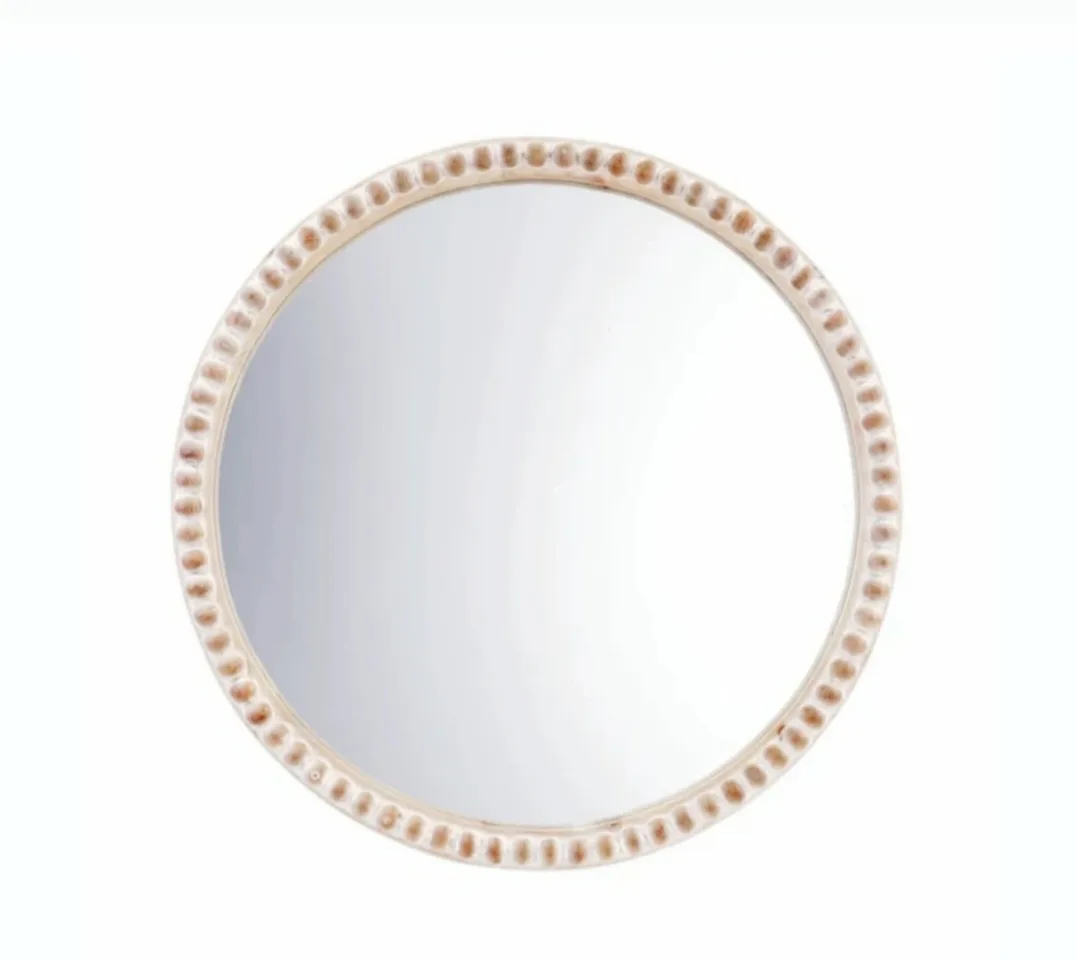 BRAND NEW 30" Mirror RETAIL $270  Large Wooden Beaded Home Decor image indicator(2)