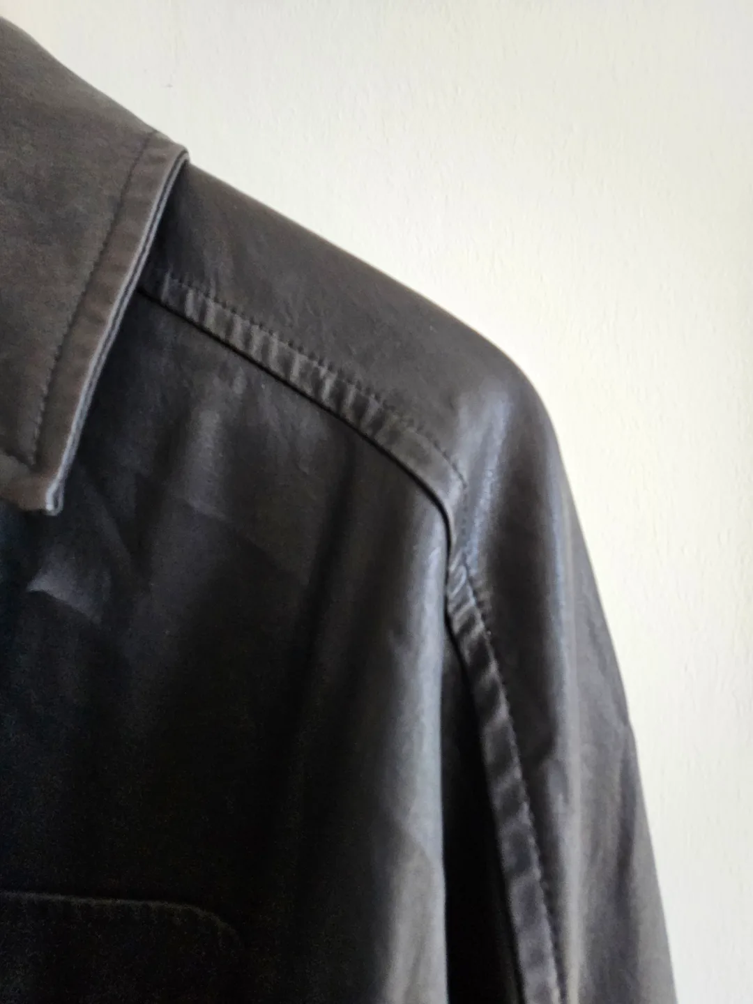Oak + Fort Black Faux Leather Shirt Jacket - Size M image indicator(3)