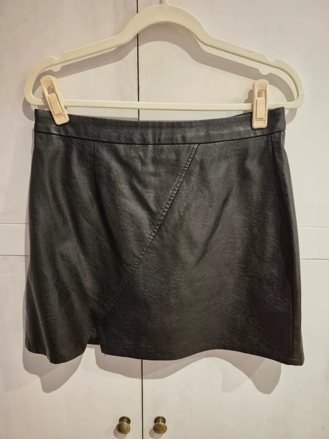 Black Faux Leather Mini Skort - Size Large thumbnail