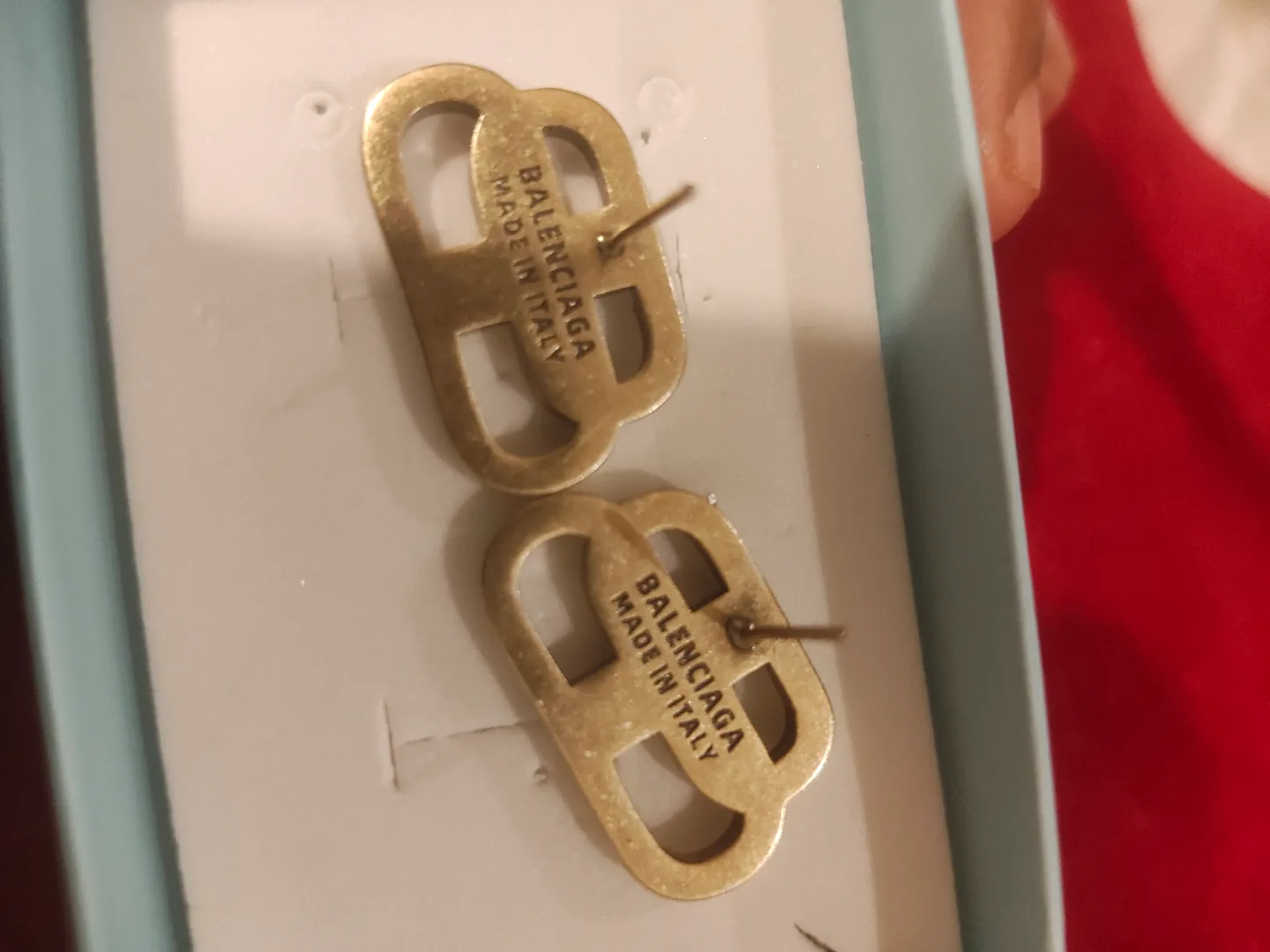 Balenciaga Gold-Tone Logo Earrings image indicator(3)