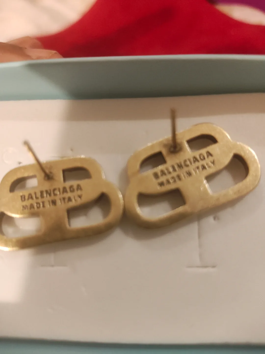 Balenciaga Gold-Tone Logo Earrings image indicator(4)