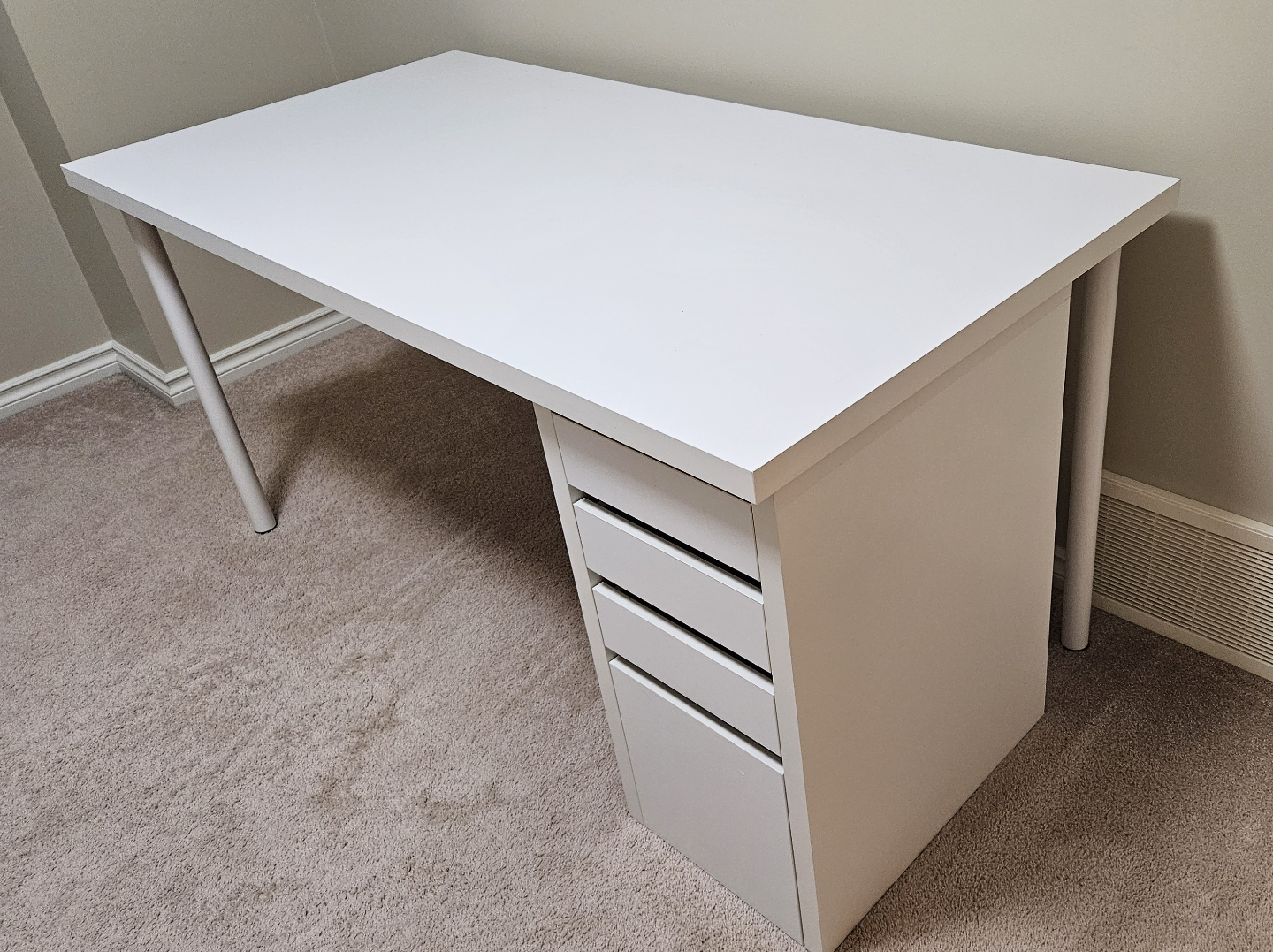 White IKEA Desk with Drawers