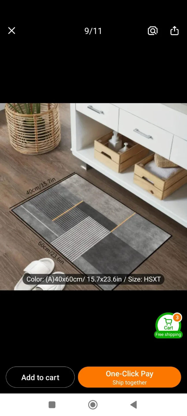 Brand New 3 pieces Modern Geometric Line Rectangular Floor Mat image indicator(4)