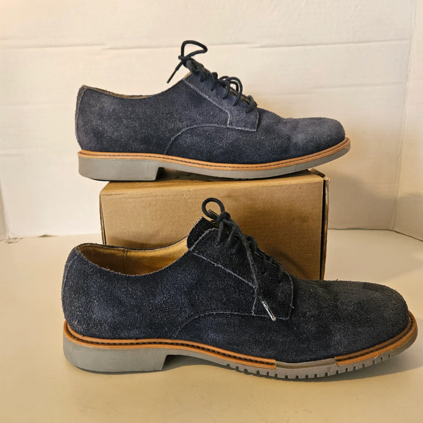 Cole Haan Mens Grand C12693 Oxford Shoes Suede Blue Mens Size 8M thumbnail