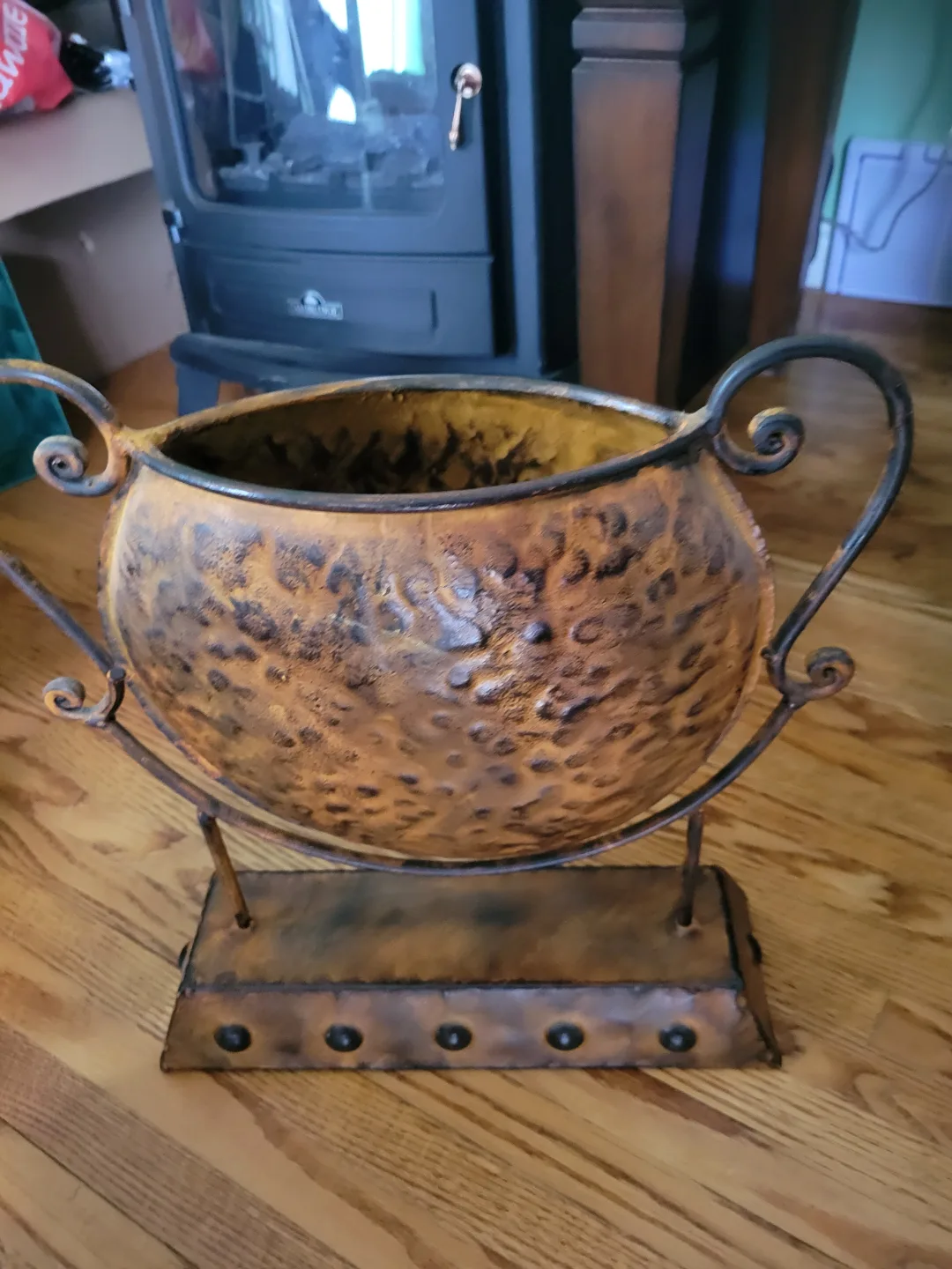 Rustic Metal Planter with Stand thumbnail