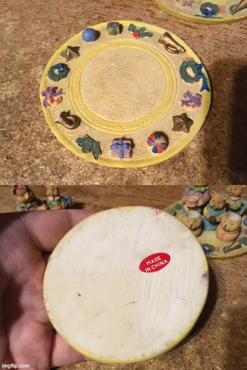 Collectible Bear family Christmas Figurines mini tea set image indicator(5)