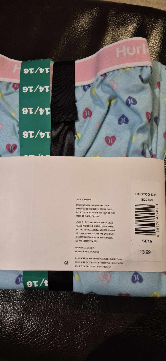 Hurley Girls' 2-Pack Sleep Pants Size 14/16 - photo 2