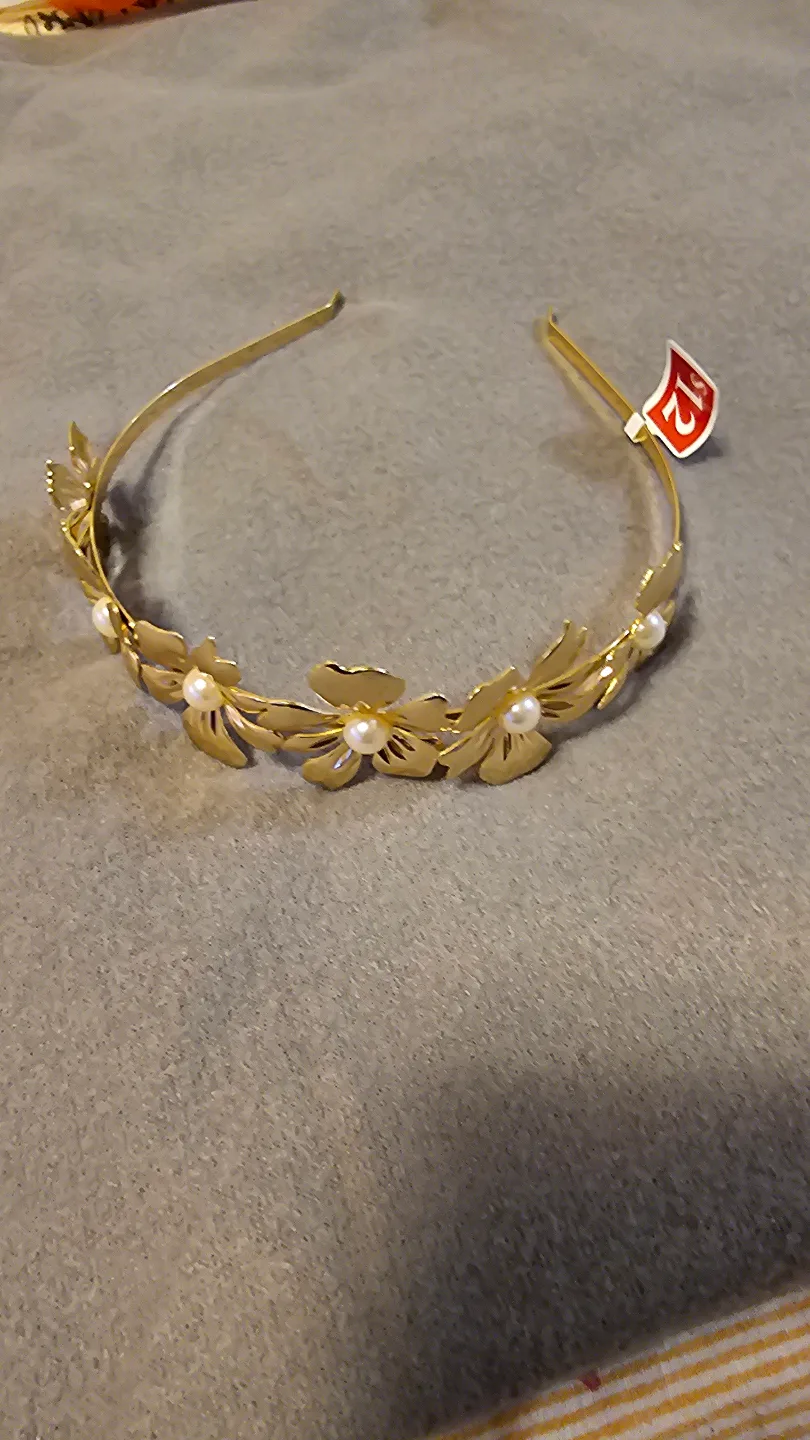Gold Flower Headband with Pearls