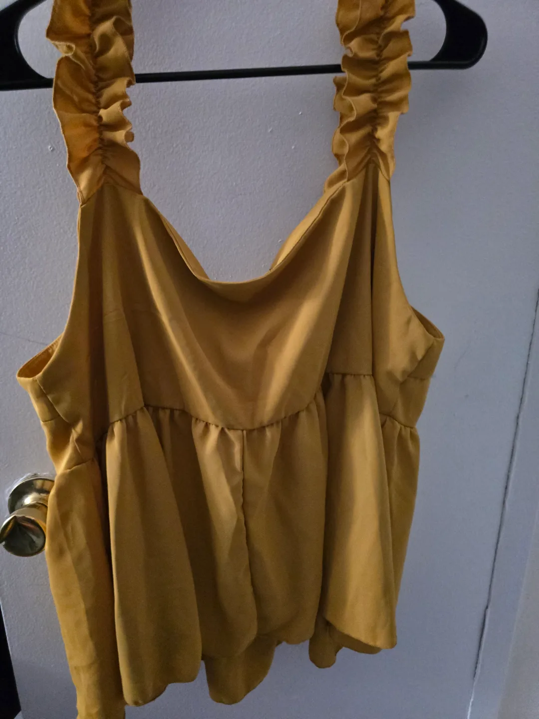 SHEIN CURVE Mustard Yellow Ruffled Tank Top - 2XL image indicator(4)