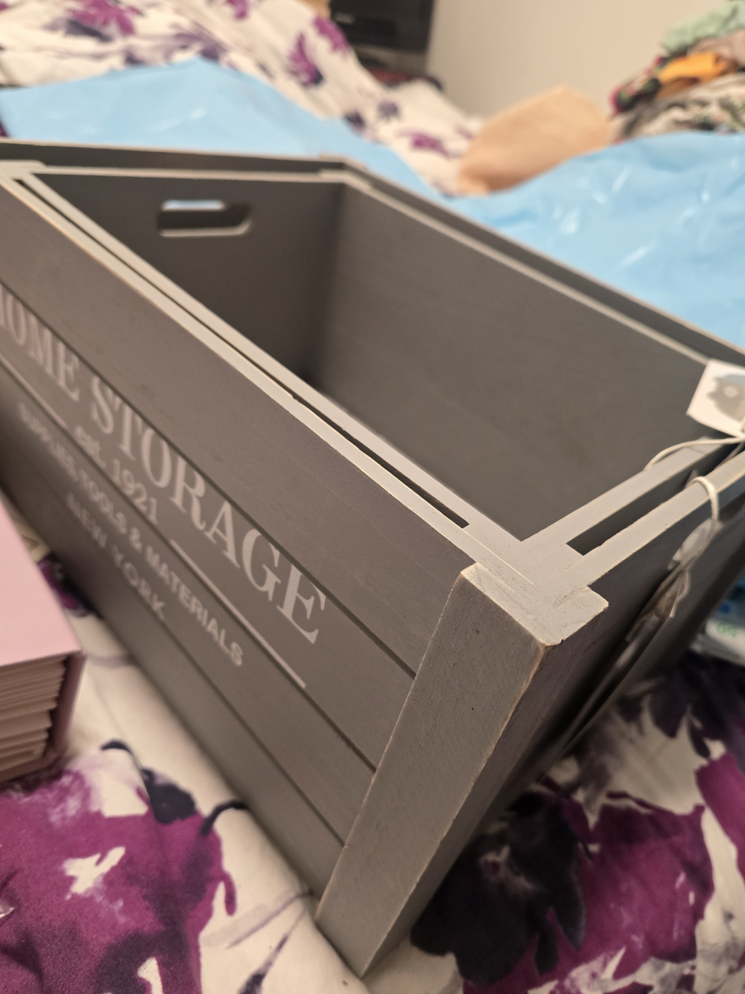 Set of Two Grey Wooden Storage Boxes - photo 2