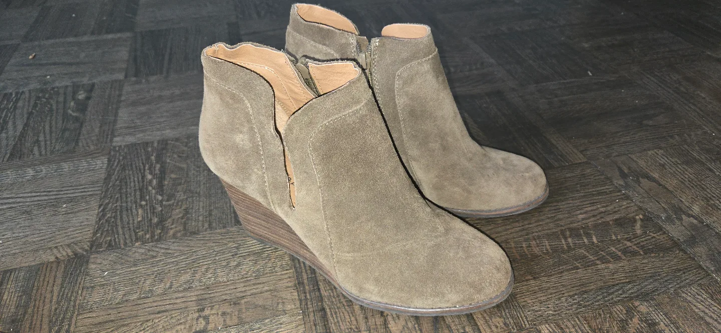 Lucky Brand Suede Wedge Booties thumbnail
