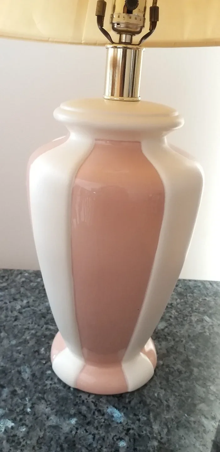 Pink and White Ceramic Table Lamp with Shade image indicator(2)