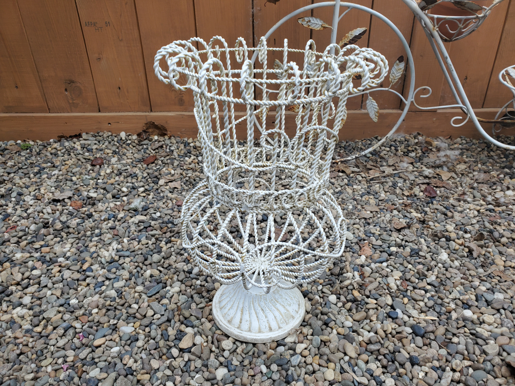 Set of 3 White Metal Planters: Wagon, Bicycle, and Urn - photo 3
