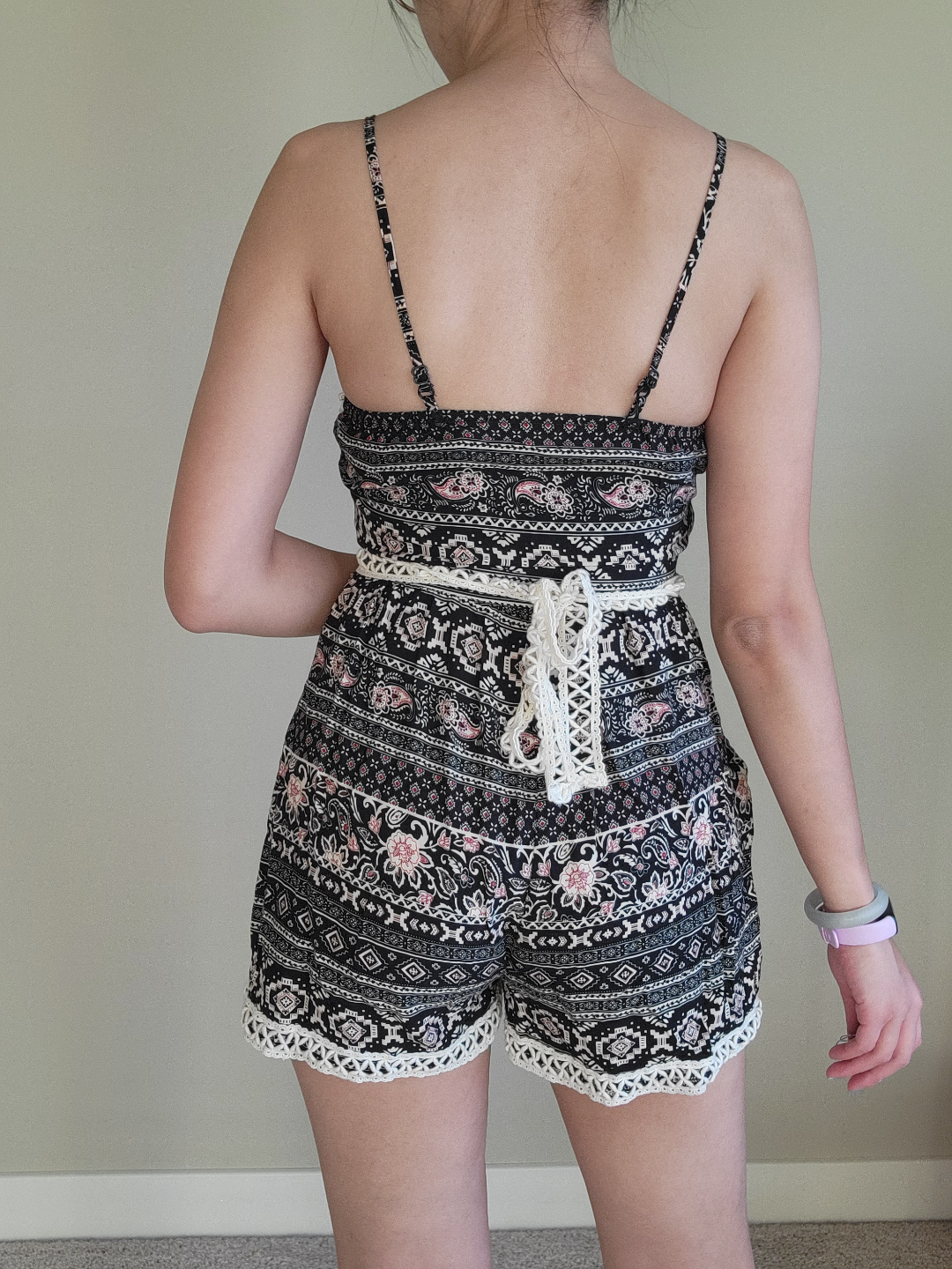 Black and Pink Floral Romper - photo 2