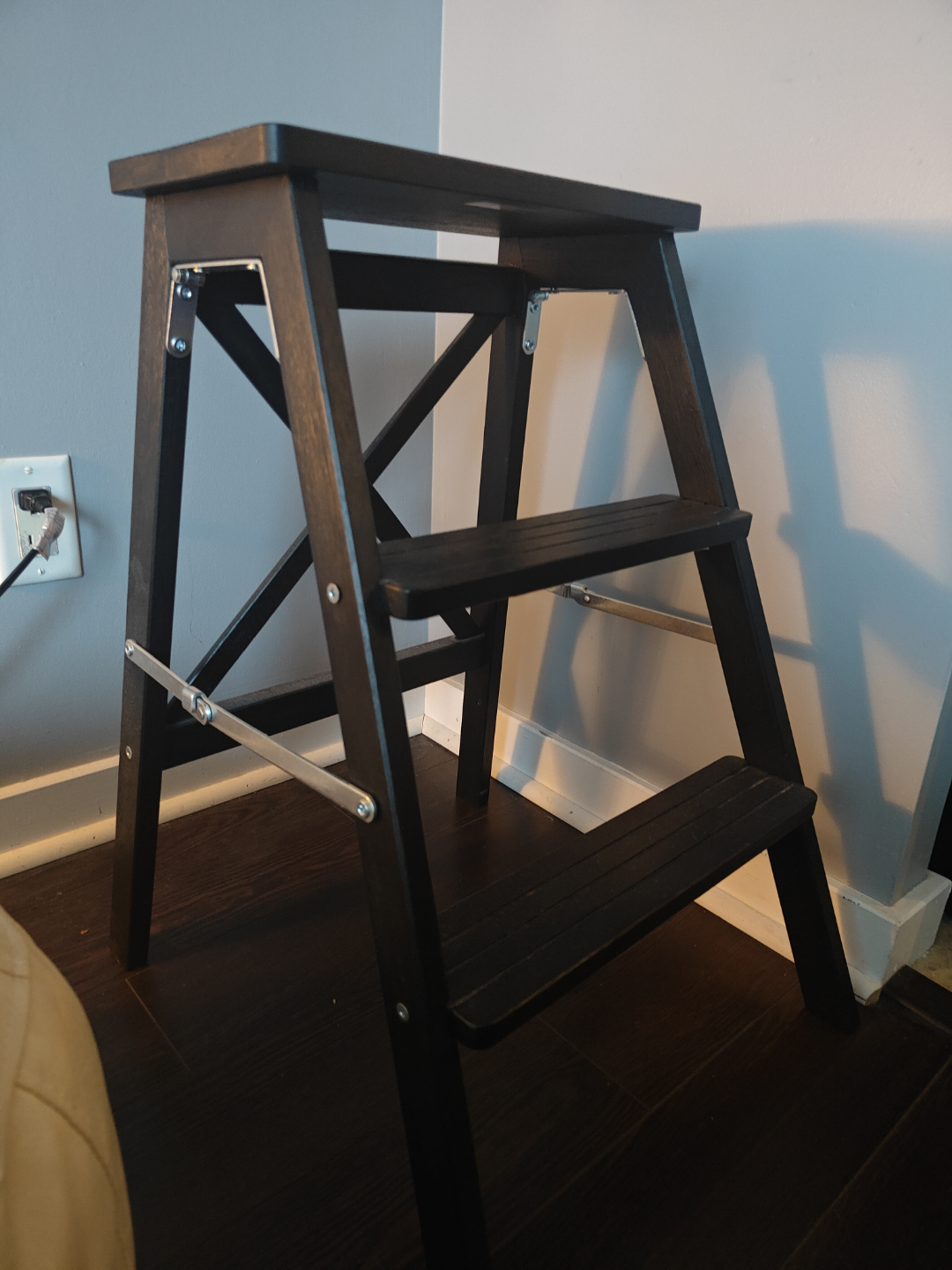 IKEA Black Wooden Step Stool/Ladder.