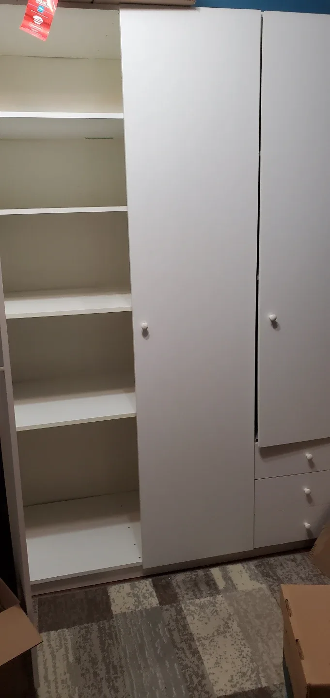 LARGE 7 ft. tall White cabinet with Shelves and Drawers image indicator(8)